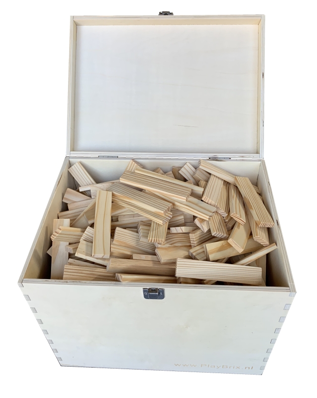 PlayBrix 500 Stück in einer geräumigen Holzkiste
