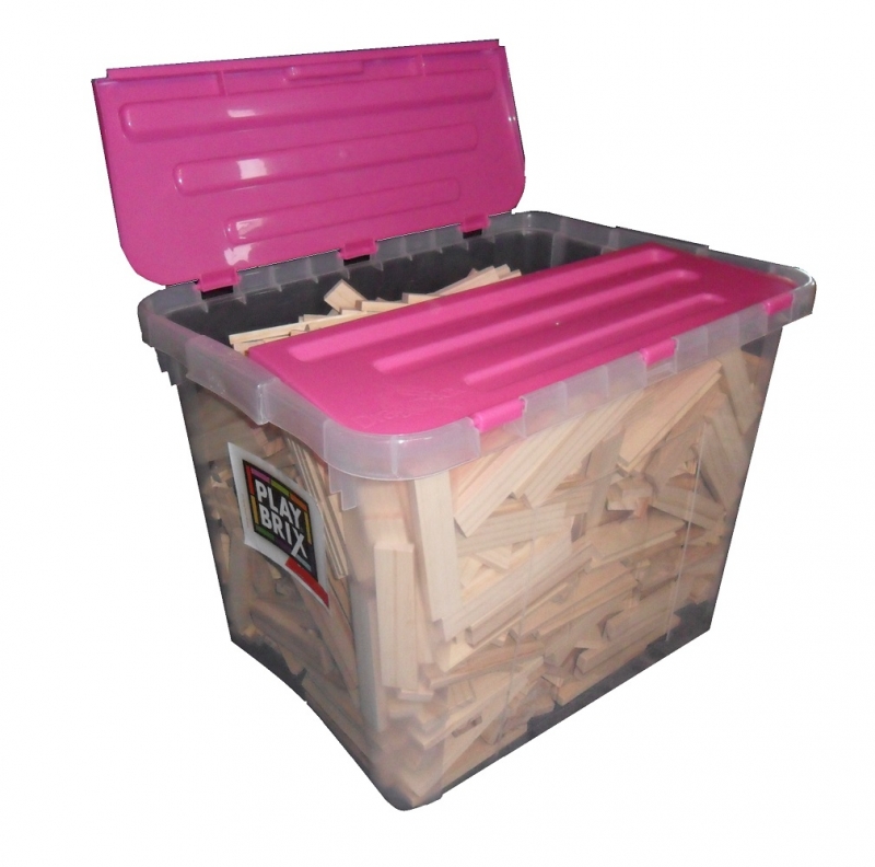 Kunststoffbehälter roza mit 700 stück PlayBrix