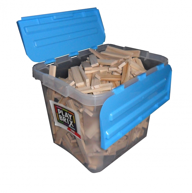 Kunststoffbehälter blau oder schwarz mit 350 stück PlayBrix