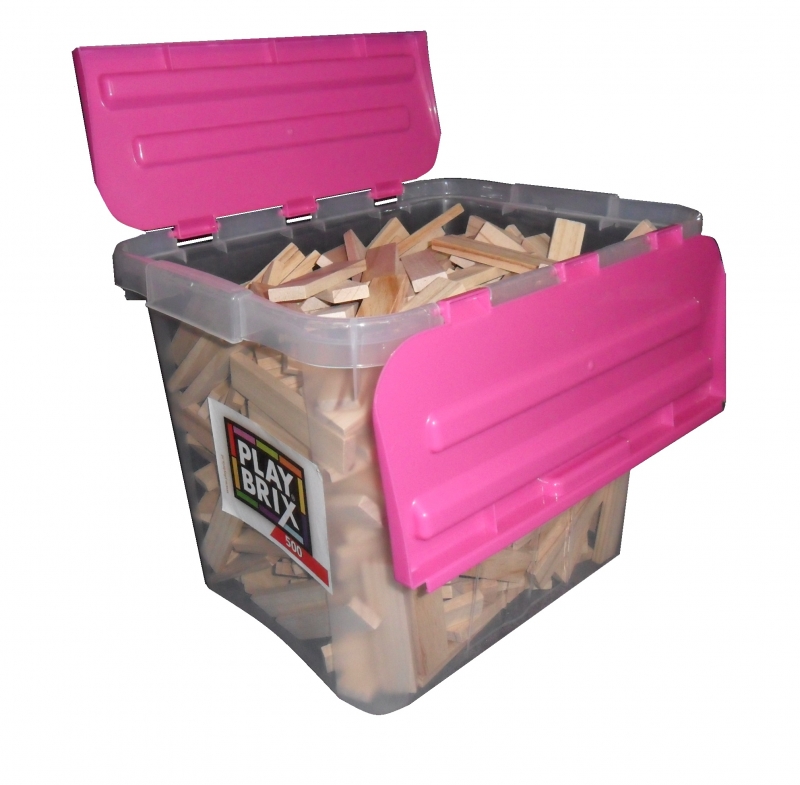 Kunststoffbehälter roza  mit 350 stück PlayBrix