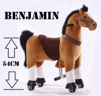 Kids-Horse "Benjamin" Schaukelpferd auf Rolle, braun mit weißer Flamme und Huf