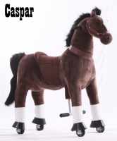Kids-Horse "Caspar" Schaukelpferd auf Rolle, dunkel mit weißer Flamme und Huf